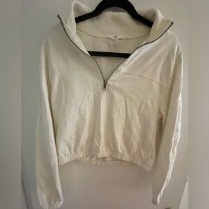 BP Ivory Cropped Quarter Zip Track Jacket